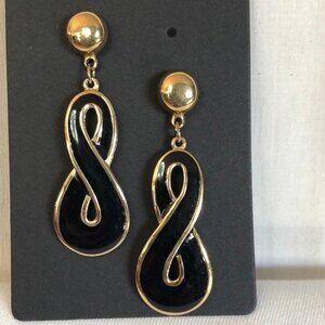 Morgan Taylor Infinity Pierced Dangle Earrings Black & Gold